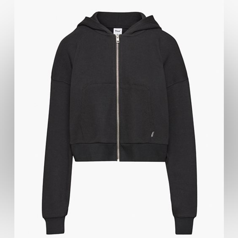 Aritzia TNA Boxy Crop Waffle Hoodie